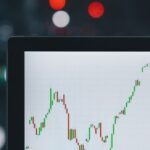 Stock market trading screen with falling prices during earnings season
